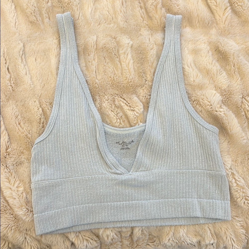 Blue V-Neck Crop Top